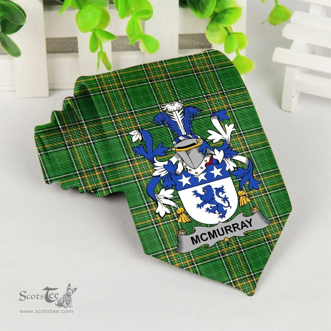 Irish McMurray Coat of Arms Family Crest Ireland Neck Tie Irish National Tartan Irish County Tie