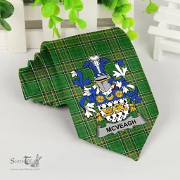 Irish McVeagh or McFingah Coat of Arms Family Crest Ireland Neck Tie Irish National Tartan Irish County Tie