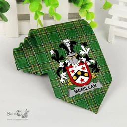 Irish McMillan Coat of Arms Family Crest Ireland Neck Tie Irish National Tartan Irish County Tie