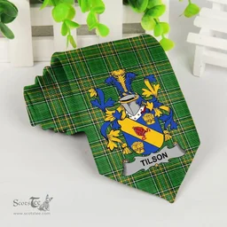 Irish Tilson Coat of Arms Family Crest Ireland Neck Tie Irish National Tartan Irish County Tie