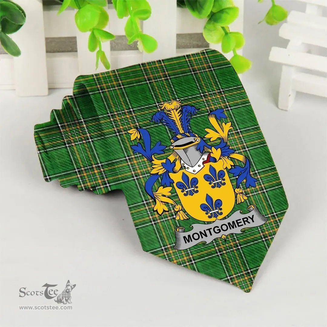 Irish Montgomery Coat of Arms Family Crest Ireland Neck Tie Irish National Tartan Irish County Tie