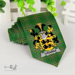 Irish O'Rourke Coat of Arms Family Crest Ireland Neck Tie Irish National Tartan Irish County Tie