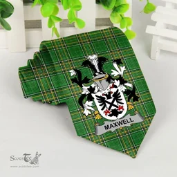 Irish Maxwell Coat of Arms Family Crest Ireland Neck Tie Irish National Tartan Irish County Tie