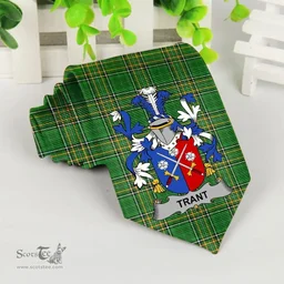 Irish Trant or Trent Coat of Arms Family Crest Ireland Neck Tie Irish National Tartan Irish County Tie