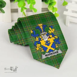 Irish Markham Coat of Arms Family Crest Ireland Neck Tie Irish National Tartan Irish County Tie