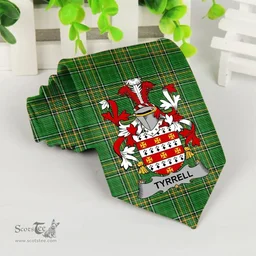 Irish Tyrrell or Terrell Coat of Arms Family Crest Ireland Neck Tie Irish National Tartan Irish County Tie