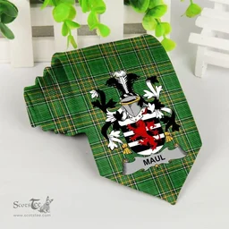 Irish Maul or Maule Coat of Arms Family Crest Ireland Neck Tie Irish National Tartan Irish County Tie