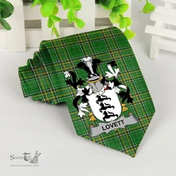 Irish Lovett Coat of Arms Family Crest Ireland Neck Tie Irish National Tartan Irish County Tie