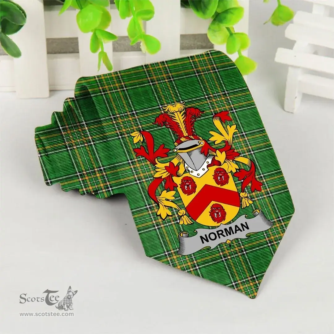 Irish Norman Coat of Arms Family Crest Ireland Neck Tie Irish National Tartan Irish County Tie