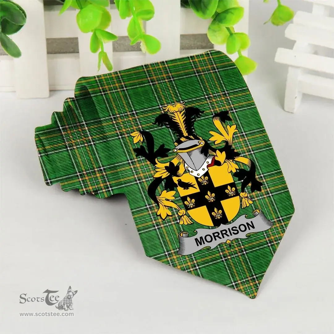 Irish Morrison Coat of Arms Family Crest Ireland Neck Tie Irish National Tartan Irish County Tie
