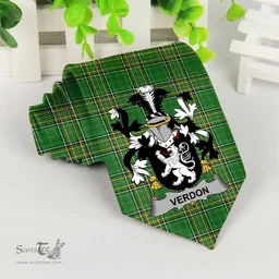 Irish Verdon Coat of Arms Family Crest Ireland Neck Tie Irish National Tartan Irish County Tie