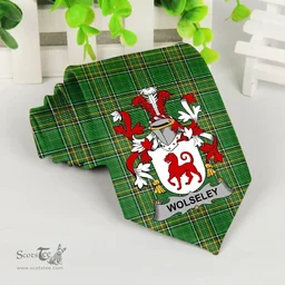Irish Wolseley Coat of Arms Family Crest Ireland Neck Tie Irish National Tartan Irish County Tie