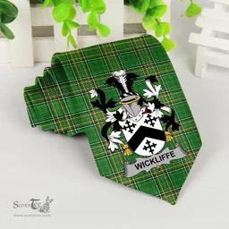 Irish Wickliffe Coat of Arms Family Crest Ireland Neck Tie Irish National Tartan Irish County Tie