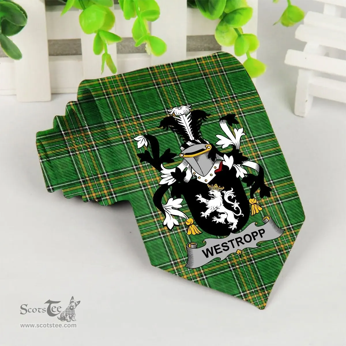 Irish Westropp Coat of Arms Family Crest Ireland Neck Tie Irish National Tartan Irish County Tie