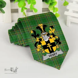 Irish Vesey Coat of Arms Family Crest Ireland Neck Tie Irish National Tartan Irish County Tie