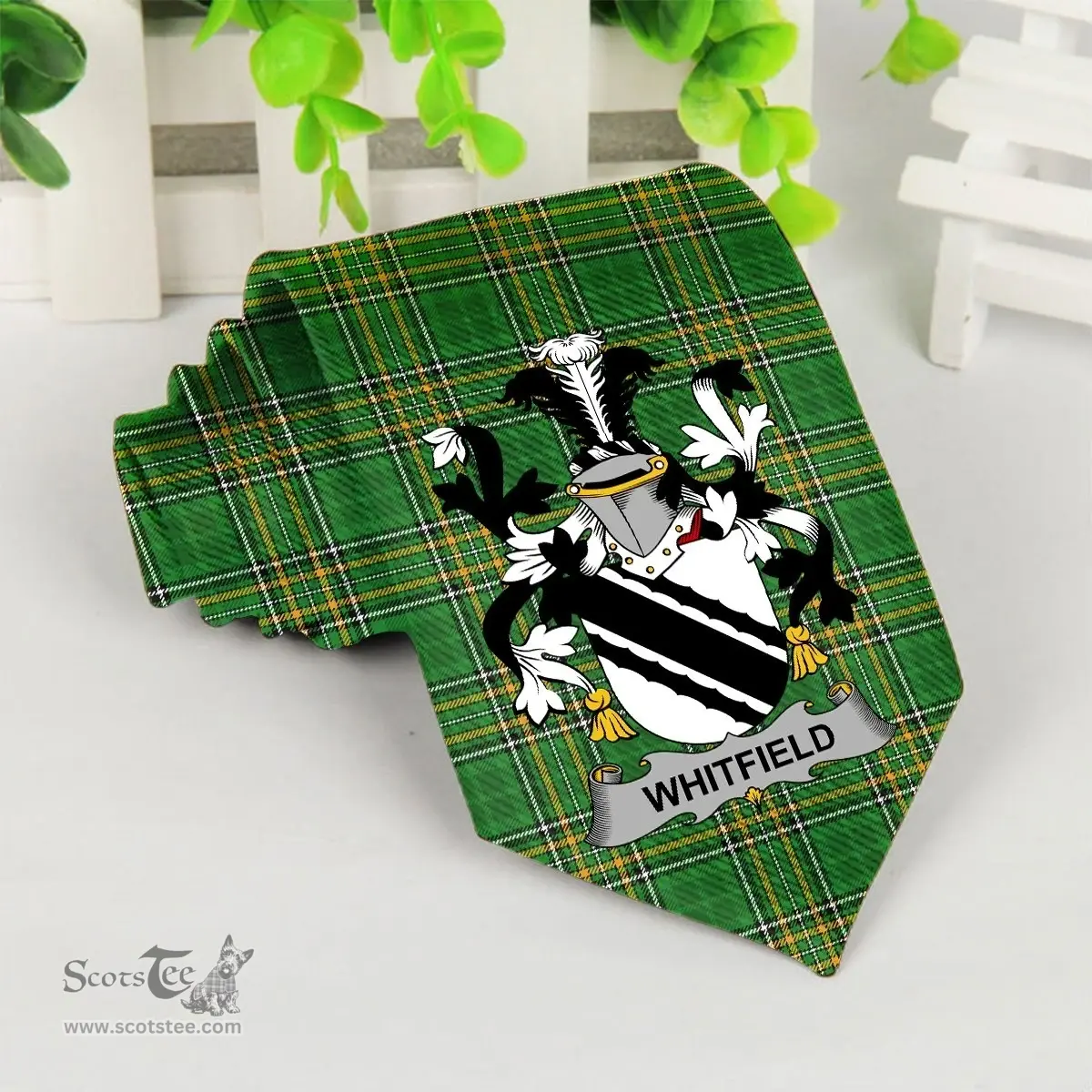 Irish Whitfield Coat of Arms Family Crest Ireland Neck Tie Irish National Tartan Irish County Tie