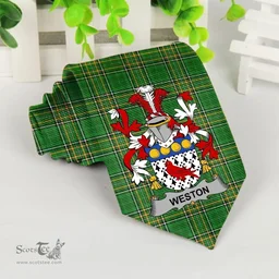 Irish Weston Coat of Arms Family Crest Ireland Neck Tie Irish National Tartan Irish County Tie