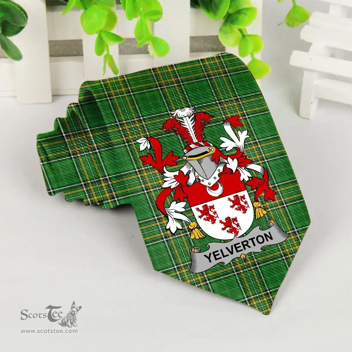 Irish Yelverton Coat of Arms Family Crest Ireland Neck Tie Irish National Tartan Irish County Tie