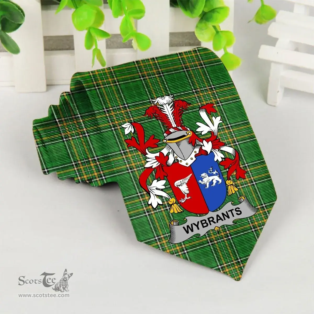 Irish Wybrants Coat of Arms Family Crest Ireland Neck Tie Irish National Tartan Irish County Tie