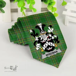 Irish Wiseman Coat of Arms Family Crest Ireland Neck Tie Irish National Tartan Irish County Tie