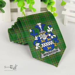 Irish Woodcock Coat of Arms Family Crest Ireland Neck Tie Irish National Tartan Irish County Tie