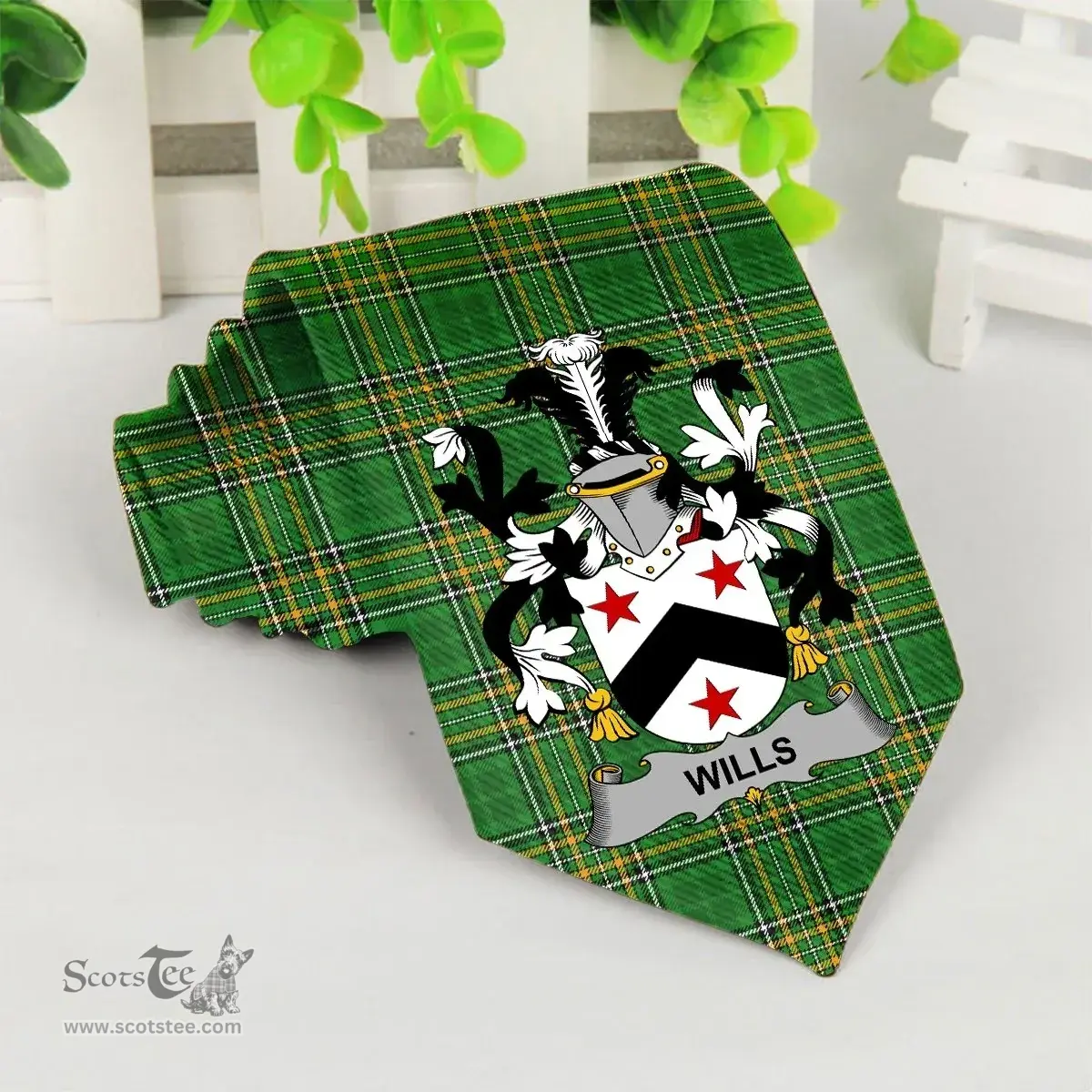 Irish Wills Coat of Arms Family Crest Ireland Neck Tie Irish National Tartan Irish County Tie