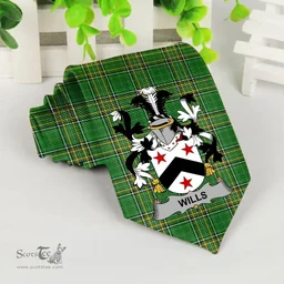 Irish Wills Coat of Arms Family Crest Ireland Neck Tie Irish National Tartan Irish County Tie