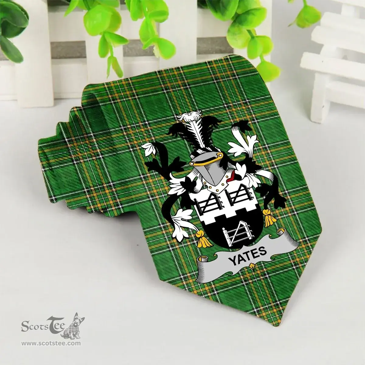 Irish Yeates Coat of Arms Family Crest Ireland Neck Tie Irish National Tartan Irish County Tie