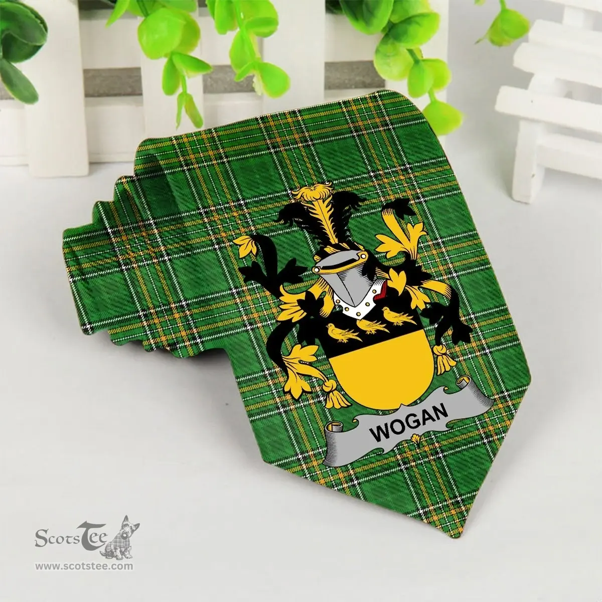 Irish Wogan Coat of Arms Family Crest Ireland Neck Tie Irish National Tartan Irish County Tie