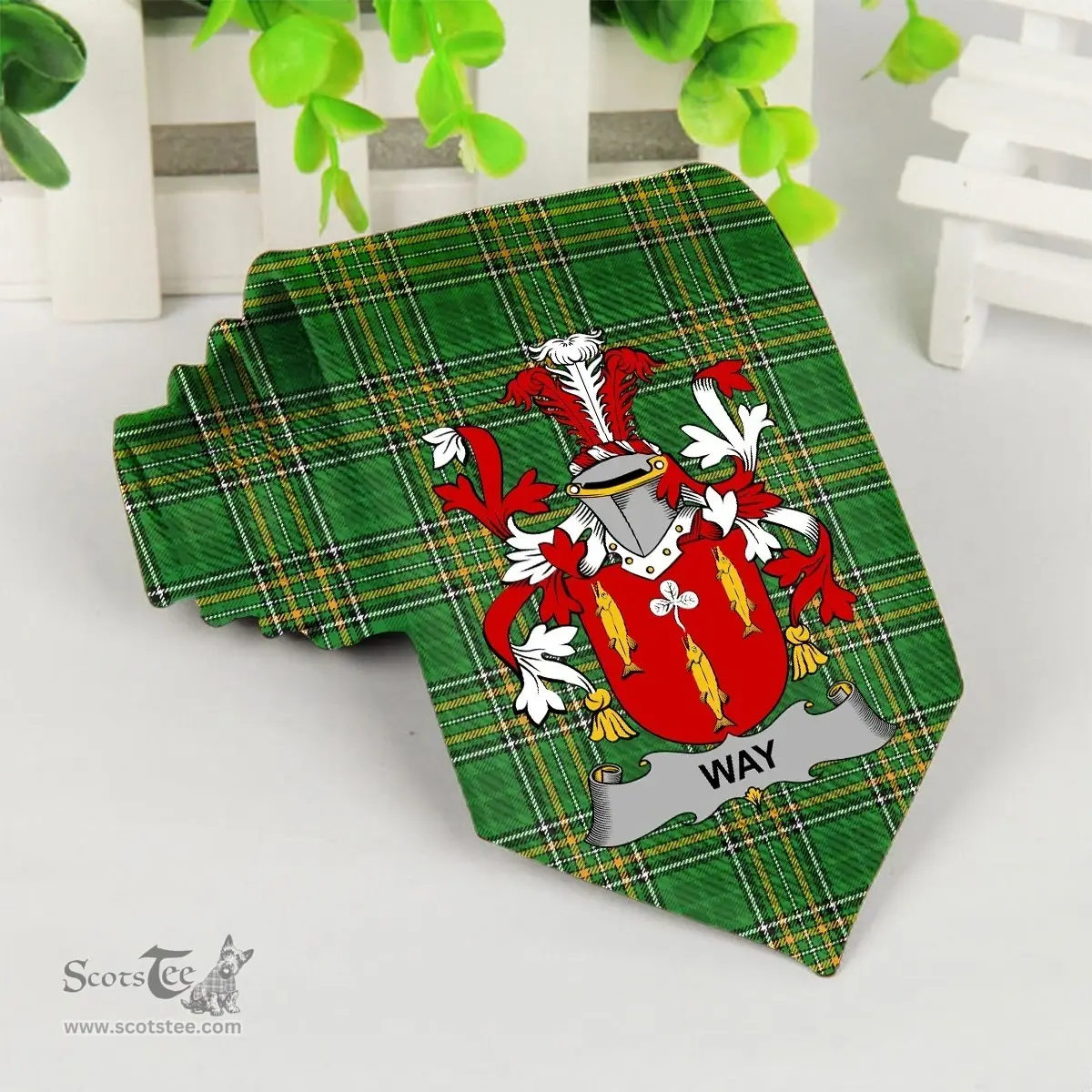 Irish Way Coat of Arms Family Crest Ireland Neck Tie Irish National Tartan Irish County Tie