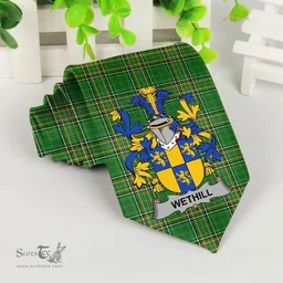 Irish Wethill Coat of Arms Family Crest Ireland Neck Tie Irish National Tartan Irish County Tie