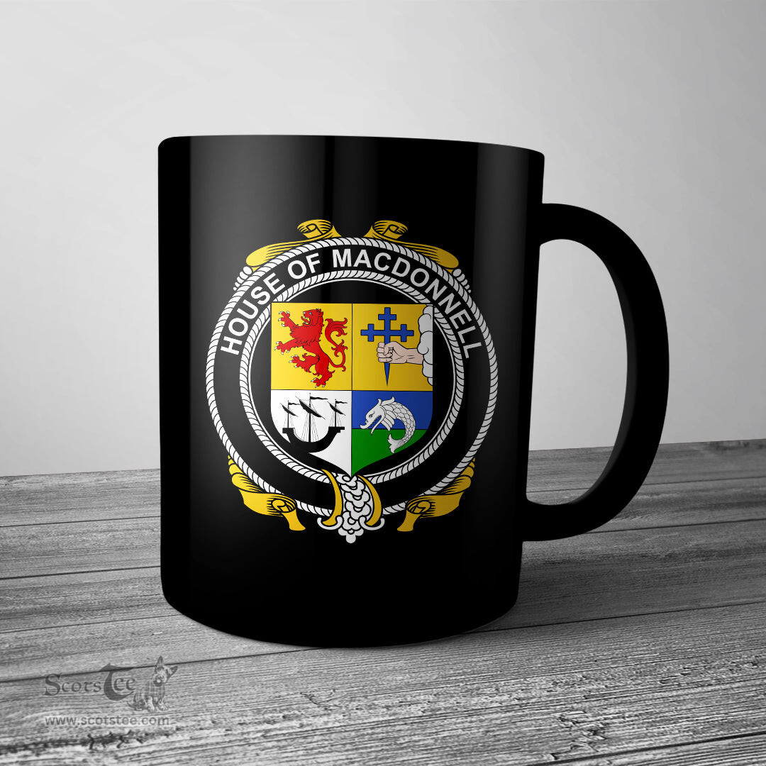 Irish House of MACDONNELL (of the Glens) Coat of Arms Family Crest Ireland Mug Irish Mug