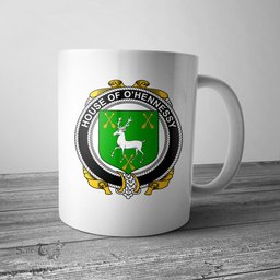 Irish House of O HENNESSY Coat of Arms Family Crest Ireland Mug Irish Mug