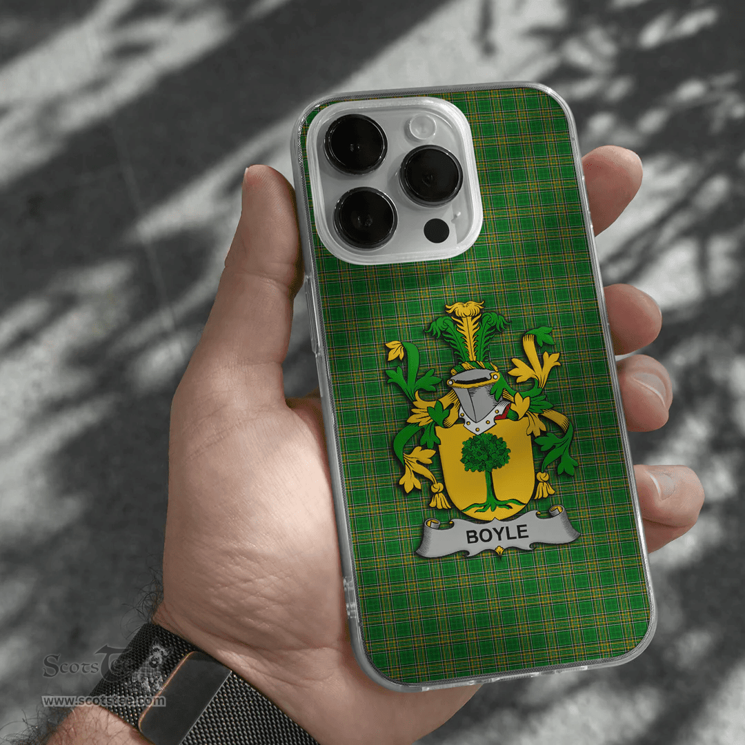 Irish Boyle or O Boyle Coat of Arms Family Crest Ireland Phone Case Irish National Tartan Irish County Phone Case