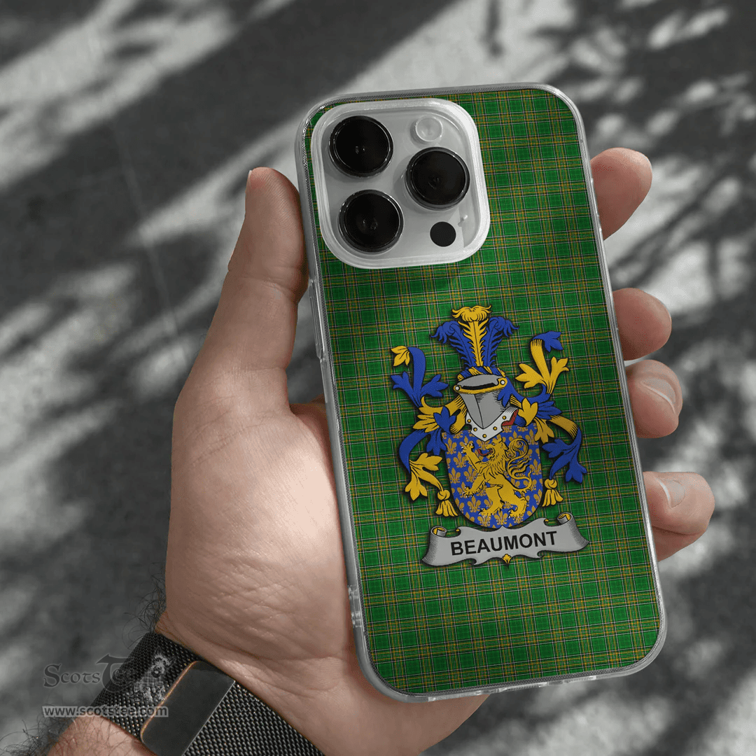 Irish Beaumont Coat of Arms Family Crest Ireland Phone Case Irish National Tartan Irish County Phone Case