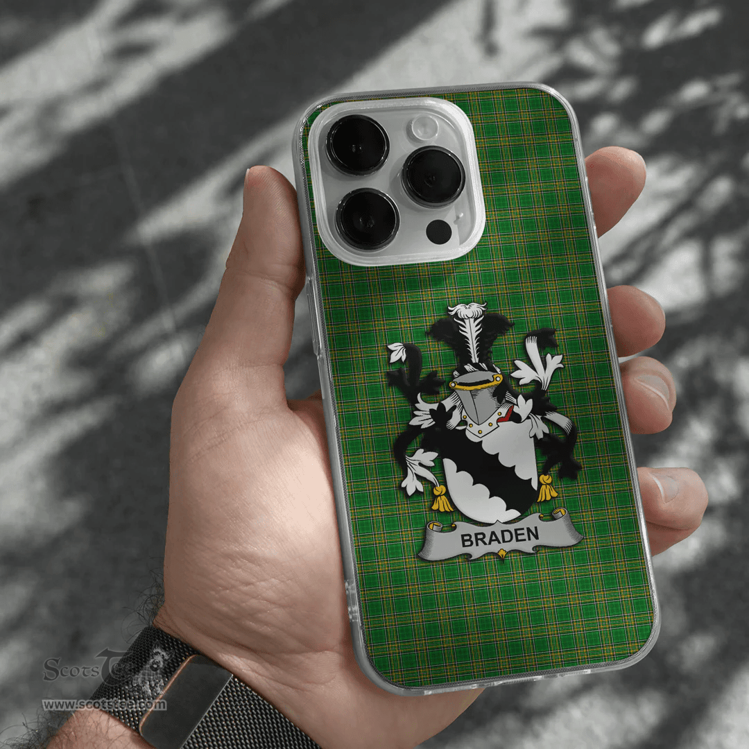Irish Braden or O Braden Coat of Arms Family Crest Ireland Phone Case Irish National Tartan Irish County Phone Case