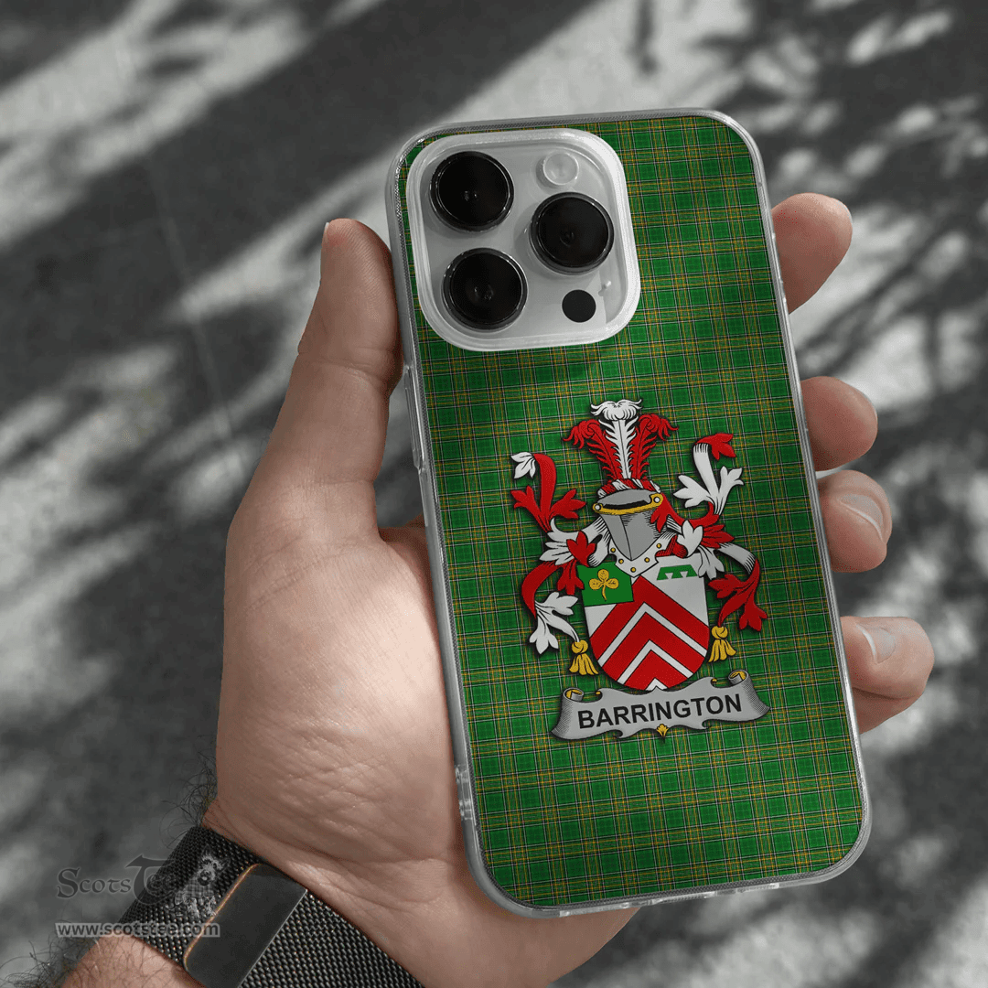 Irish Barrington Coat of Arms Family Crest Ireland Phone Case Irish National Tartan Irish County Phone Case