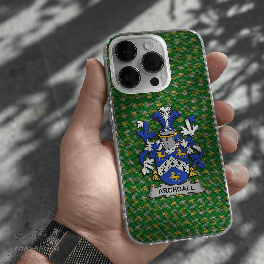 Irish Archdall Coat of Arms Family Crest Ireland Phone Case Irish National Tartan Irish County Phone Case