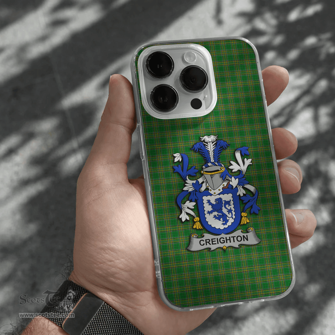 Irish Creighton Coat of Arms Family Crest Ireland Phone Case Irish National Tartan Irish County Phone Case