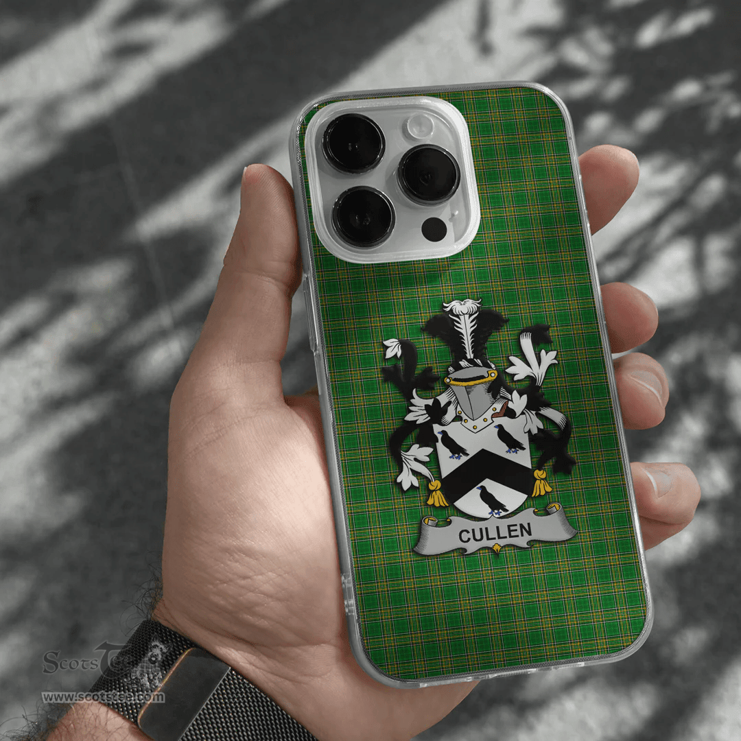 Irish Cullen or McCullen Coat of Arms Family Crest Ireland Phone Case Irish National Tartan Irish County Phone Case
