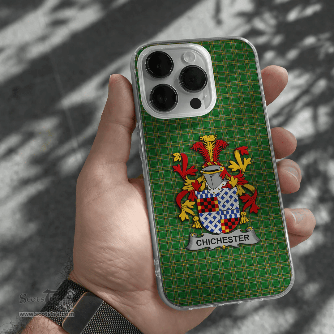 Irish Chichester Coat of Arms Family Crest Ireland Phone Case Irish National Tartan Irish County Phone Case