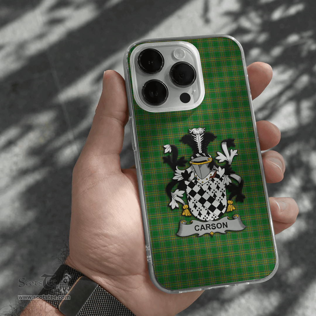 Irish Carson Coat of Arms Family Crest Ireland Phone Case Irish National Tartan Irish County Phone Case