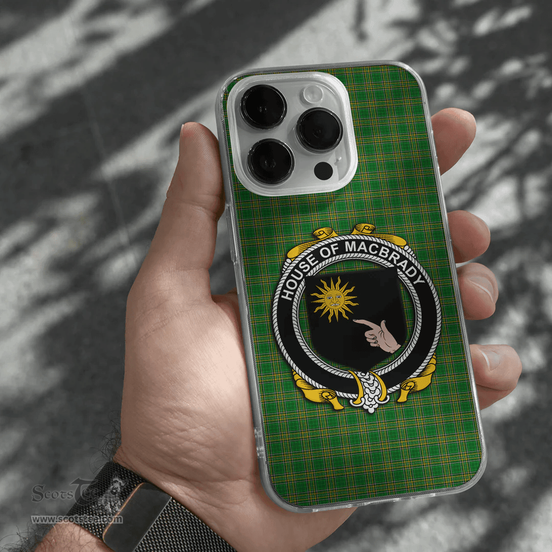 Irish House of MACBRADY Coat of Arms Family Crest Ireland Phone Case Irish National Tartan Irish County Phone Case