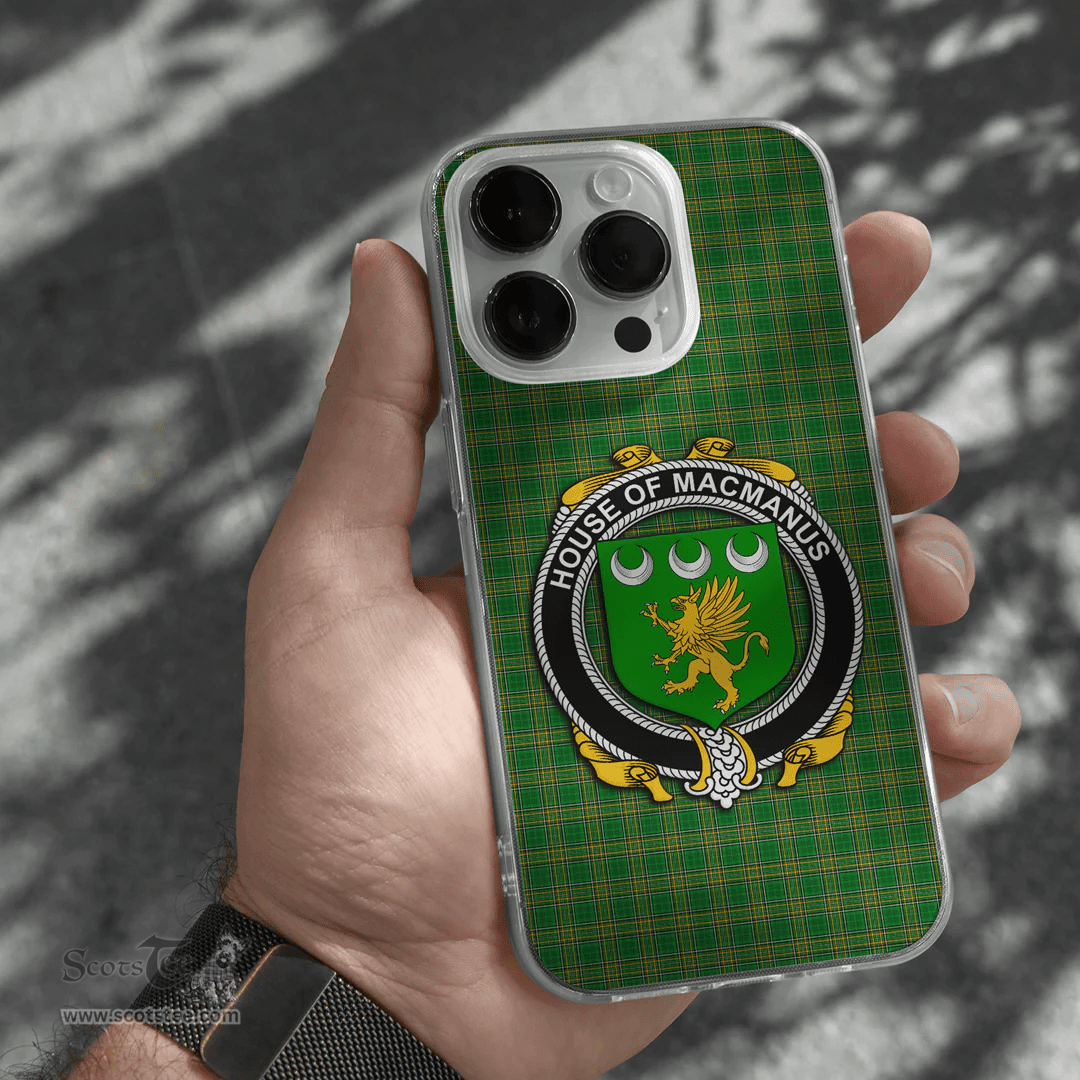 Irish House of MACMANUS Coat of Arms Family Crest Ireland Phone Case Irish National Tartan Irish County Phone Case