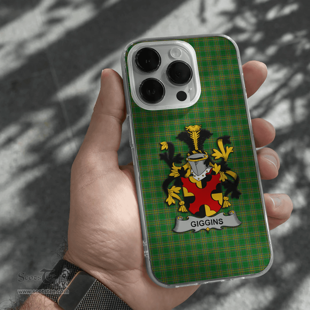 Irish Giggins Coat of Arms Family Crest Ireland Phone Case Irish National Tartan Irish County Phone Case