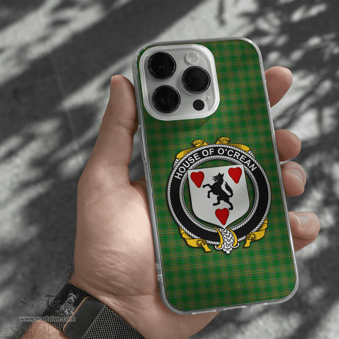 Irish House of O CREAN Coat of Arms Family Crest Ireland Phone Case Irish National Tartan Irish County Phone Case