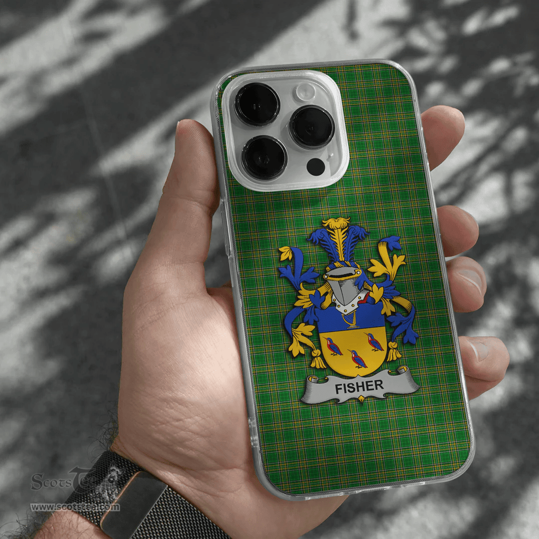 Irish Fisher Coat of Arms Family Crest Ireland Phone Case Irish National Tartan Irish County Phone Case