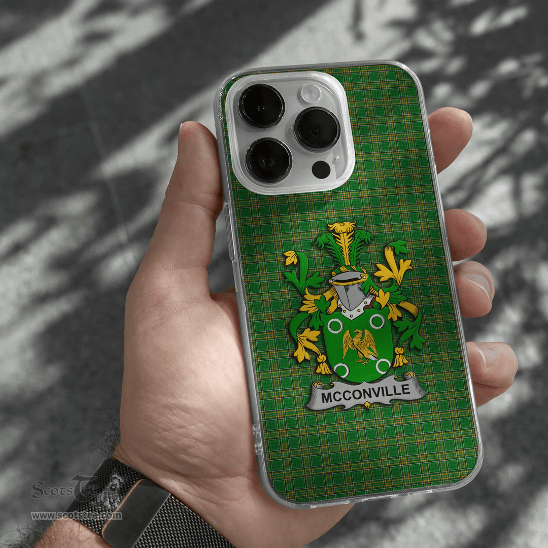 Irish McConville Coat of Arms Family Crest Ireland Phone Case Irish National Tartan Irish County Phone Case