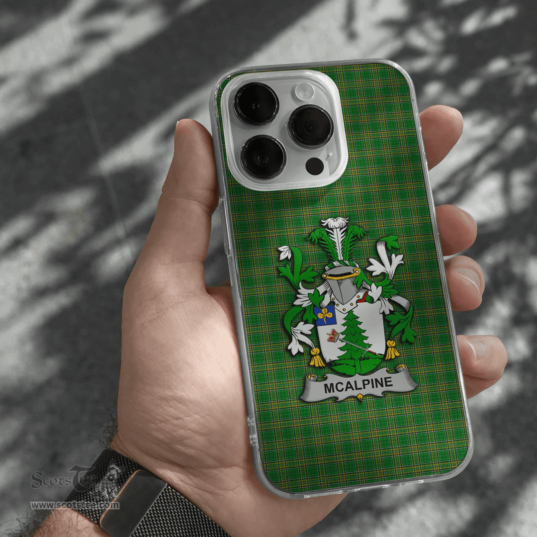 Irish McAlpine or MacAlpin Coat of Arms Family Crest Ireland Phone Case Irish National Tartan Irish County Phone Case