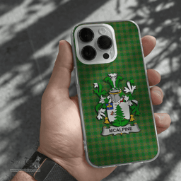 Irish McAlpine or MacAlpin Coat of Arms Family Crest Ireland Phone Case Irish National Tartan Irish County Phone Case